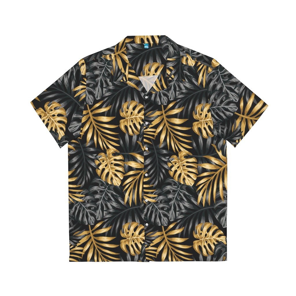 Black and Gold Leaf Men's Hawaiian Shirt