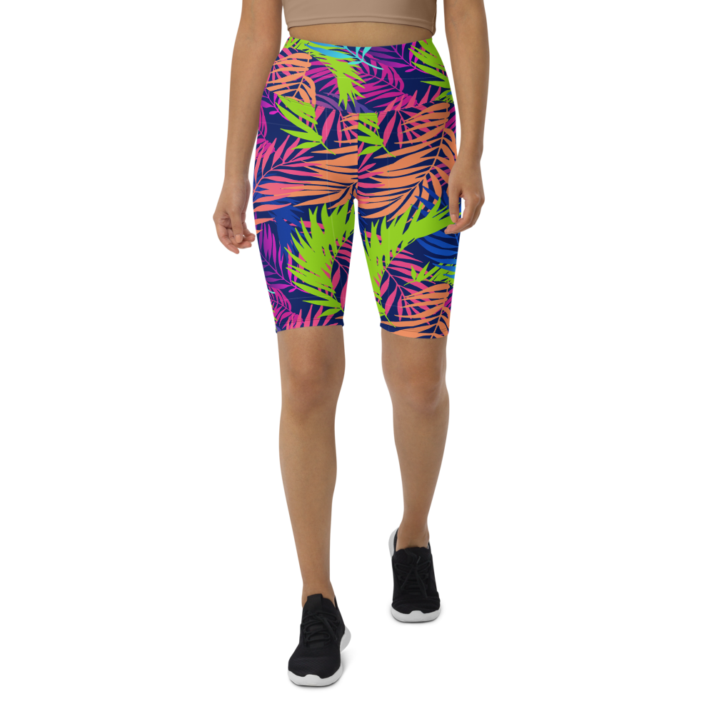 Bright Colored Leaves Biker Shorts