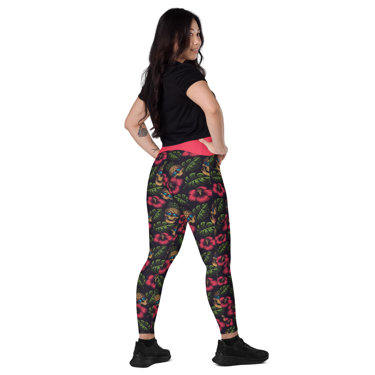 Pineapple Skulls Crossover leggings with pockets