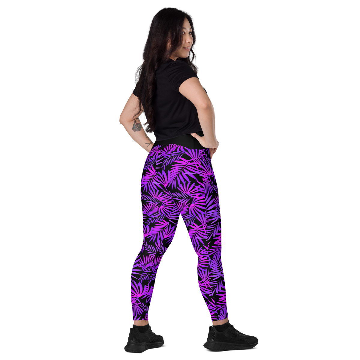 Leggings with pockets - Purple Ferns