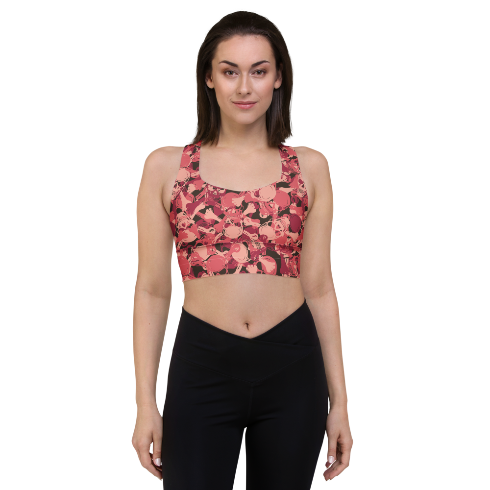 Pink Skull Camo - Longline sports bra