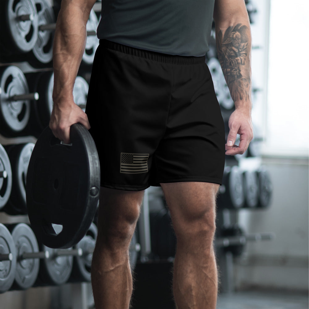 USA Flag (gray) - Men's Athletic Long Shorts