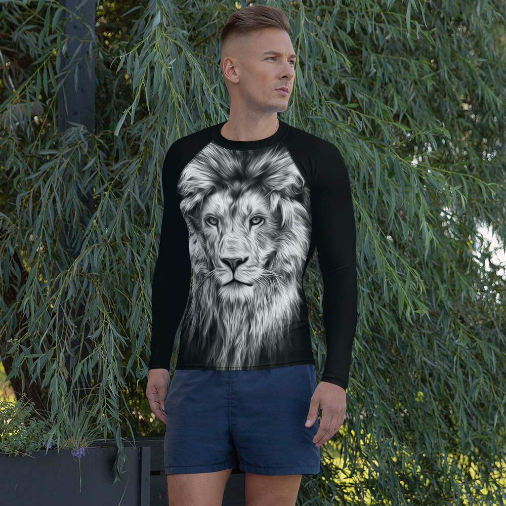 Men's Rash Guard - Lion's Head BW