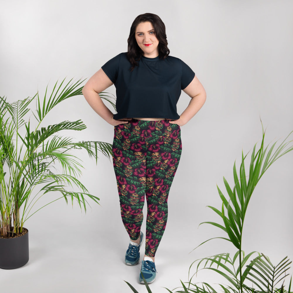 Tiki Mask All-Over Print Plus Size Leggings