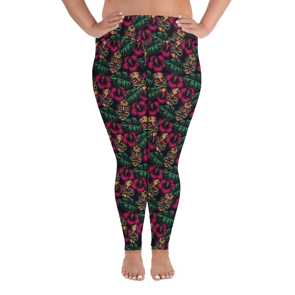 Tiki Mask All-Over Print Plus Size Leggings