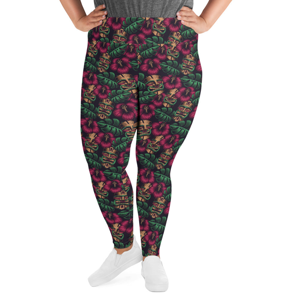 Tiki Mask All-Over Print Plus Size Leggings