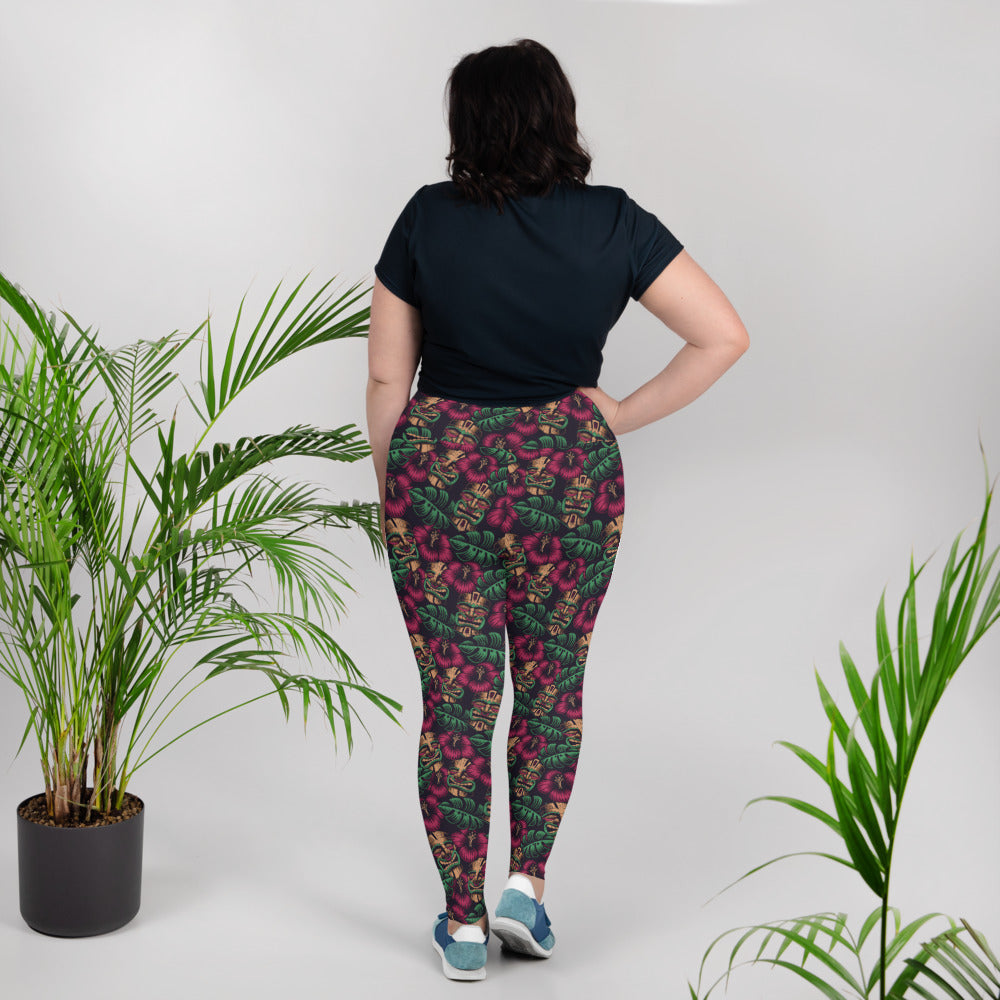 Tiki Mask All-Over Print Plus Size Leggings