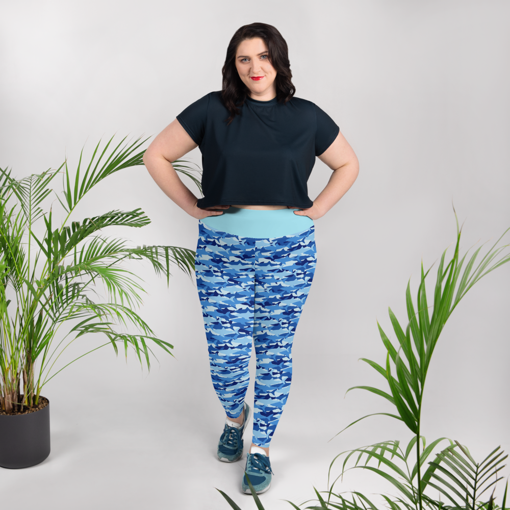 Blue Shark Collage Plus Size Leggings