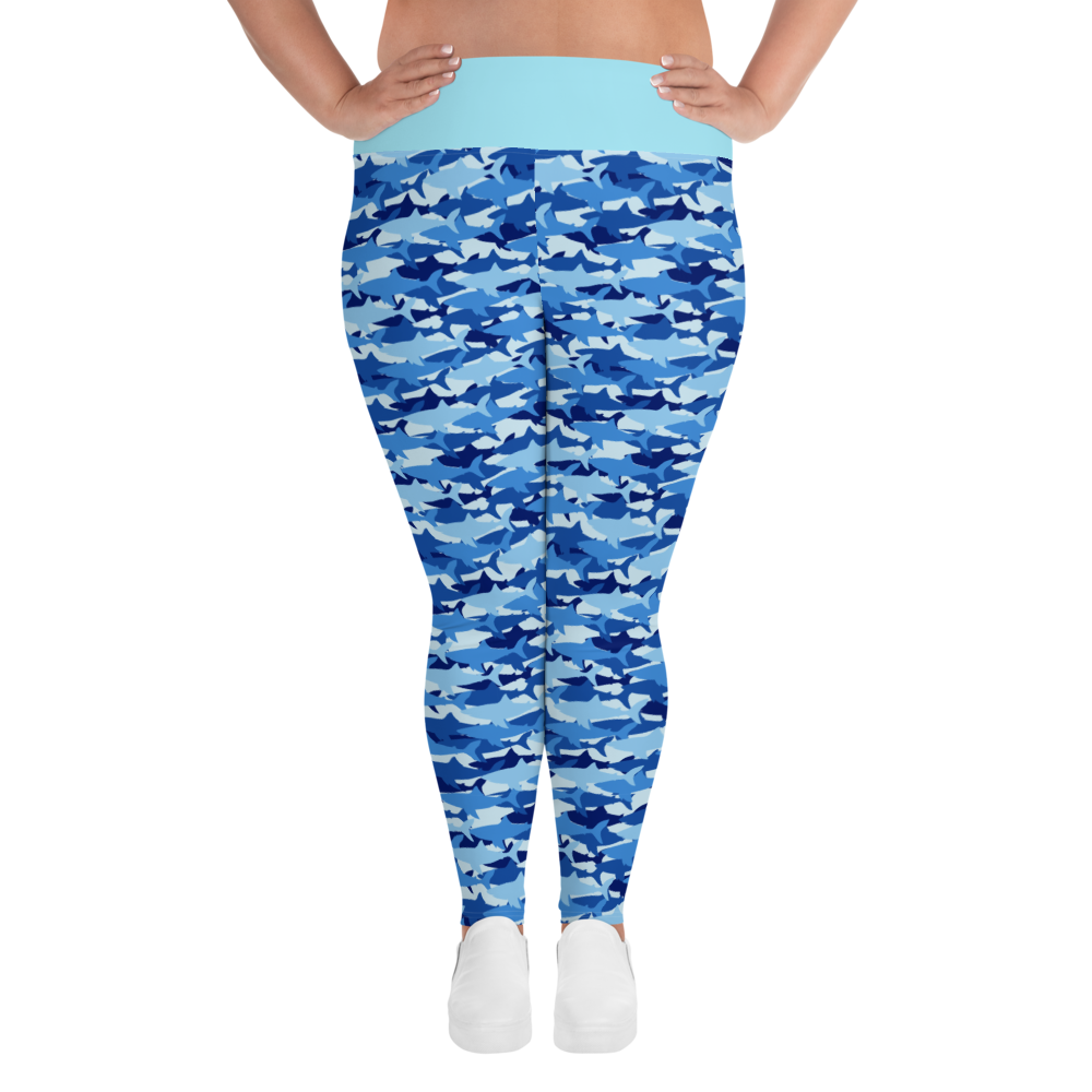 Blue Shark Collage Plus Size Leggings