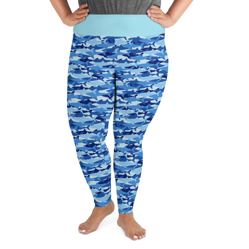 Blue Shark Collage Plus Size Leggings