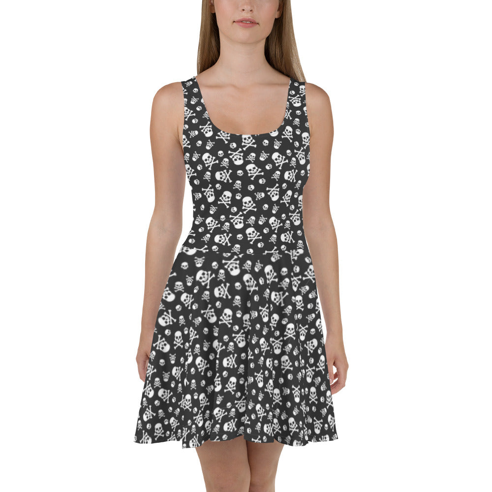 Black and White Skull Skater Dress