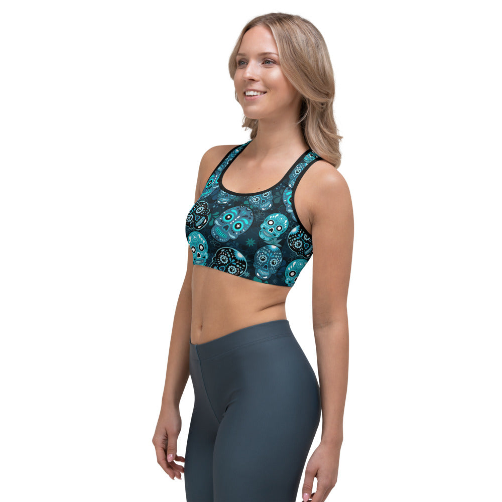 Blue Sugar Skulls Sports bra