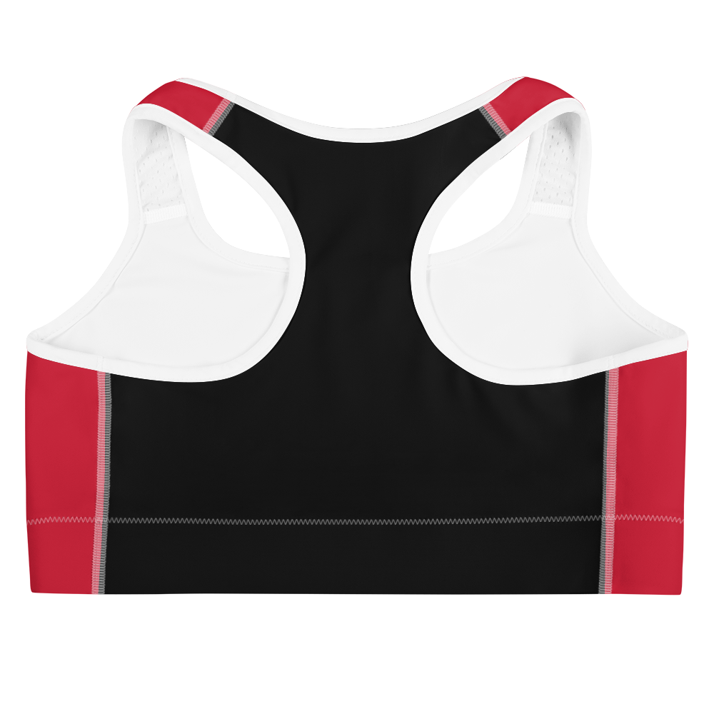 Medium Red / Black Sports bra