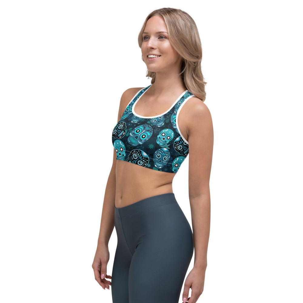 Blue Sugar Skulls Sports bra
