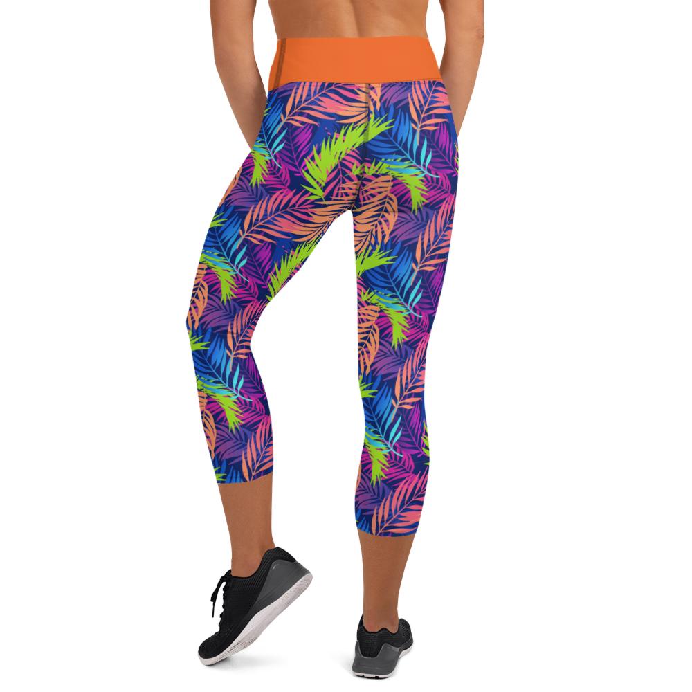 Bright Colored Leaves Capri Leggings