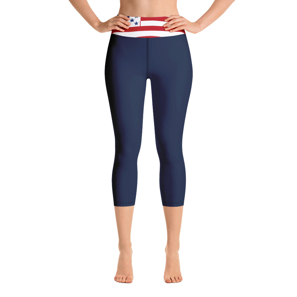 USA Flag (red/blue) - Yoga Capri Leggings