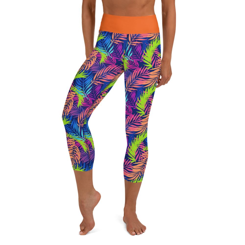 Bright Colored Leaves Capri Leggings