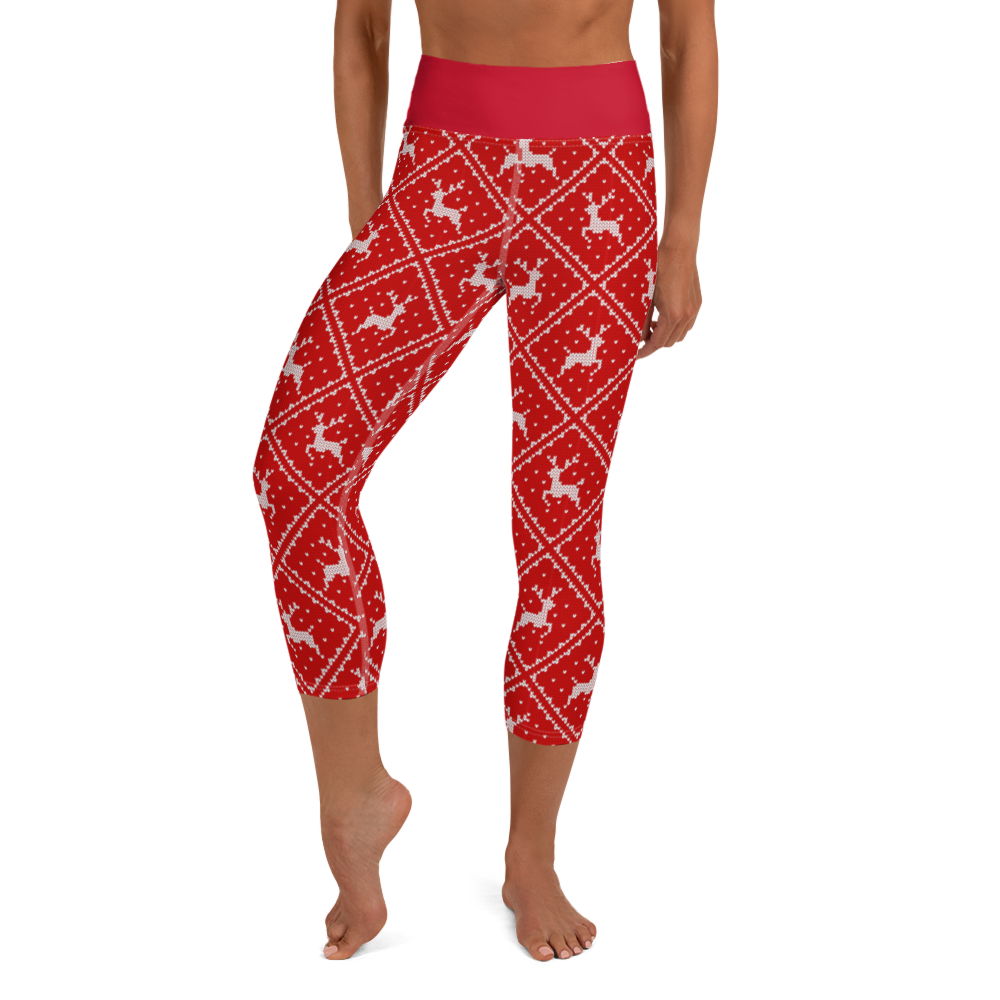 Knitted Reindeer Capri Leggings