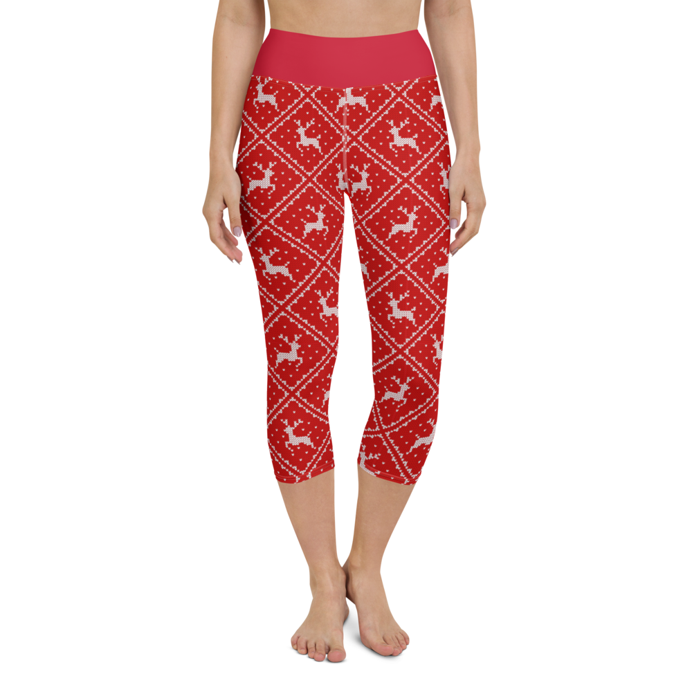 Knitted Reindeer Capri Leggings