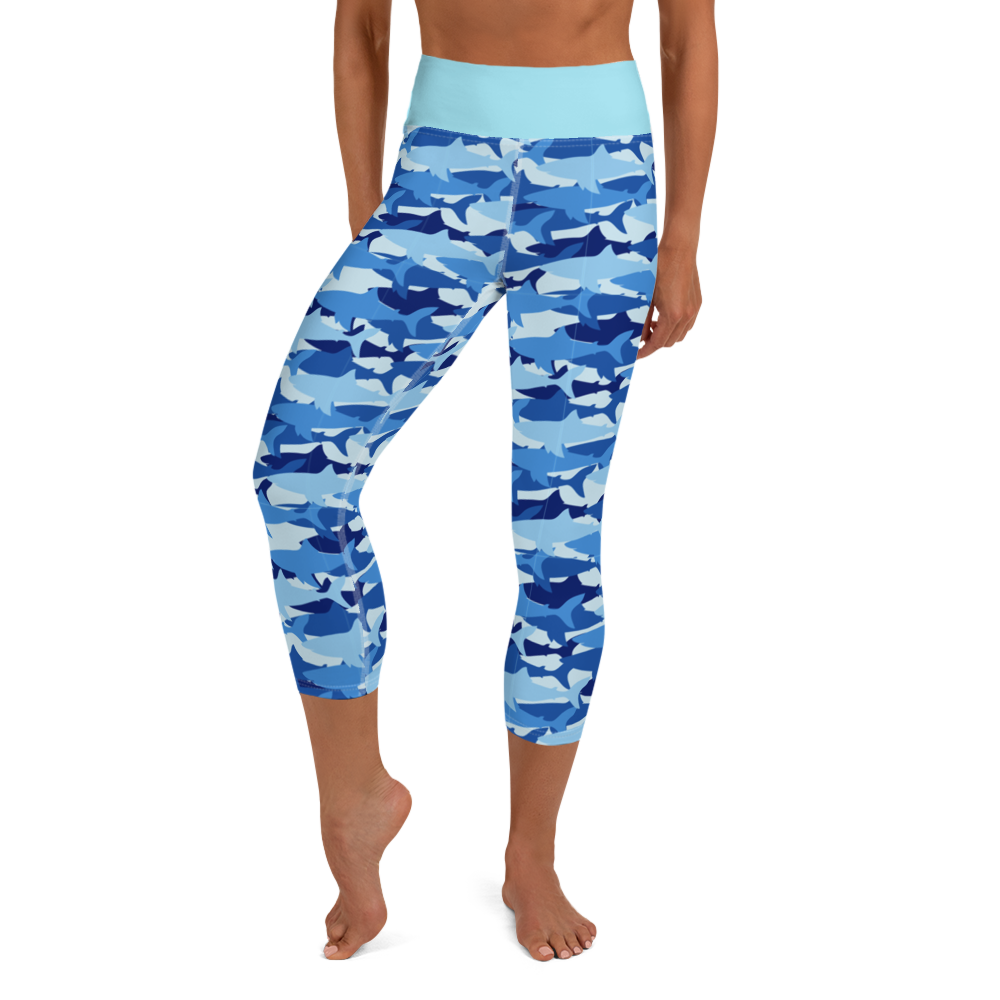 Blue Shark Collage Capri Leggings