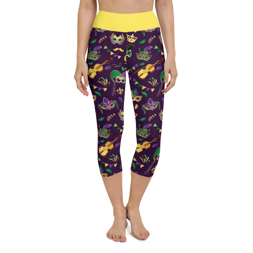 Mardi Gras Yoga Capri Leggings
