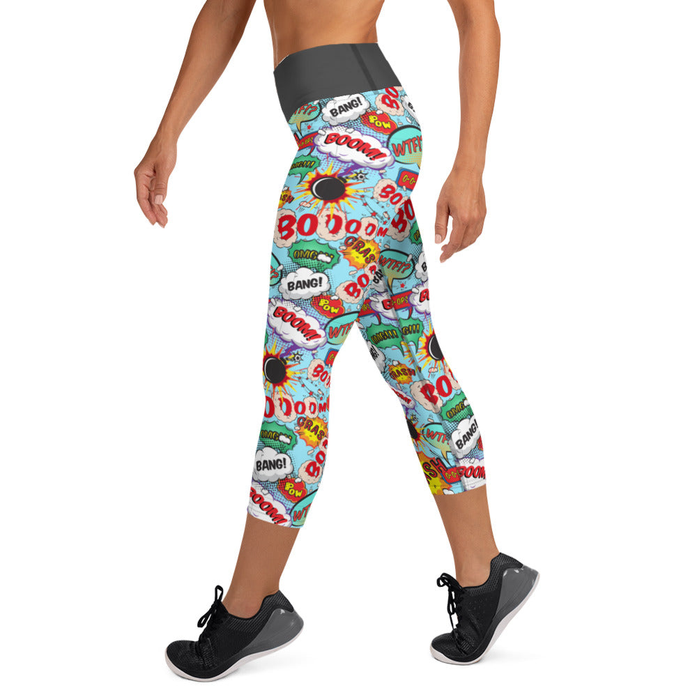 Cartoon KABOOOOM! Yoga Capri Leggings