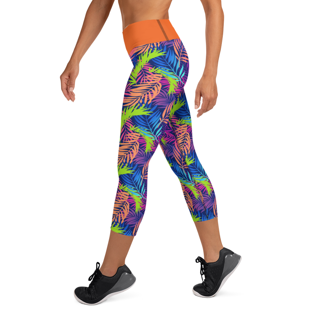 Bright Colored Leaves Capri Leggings