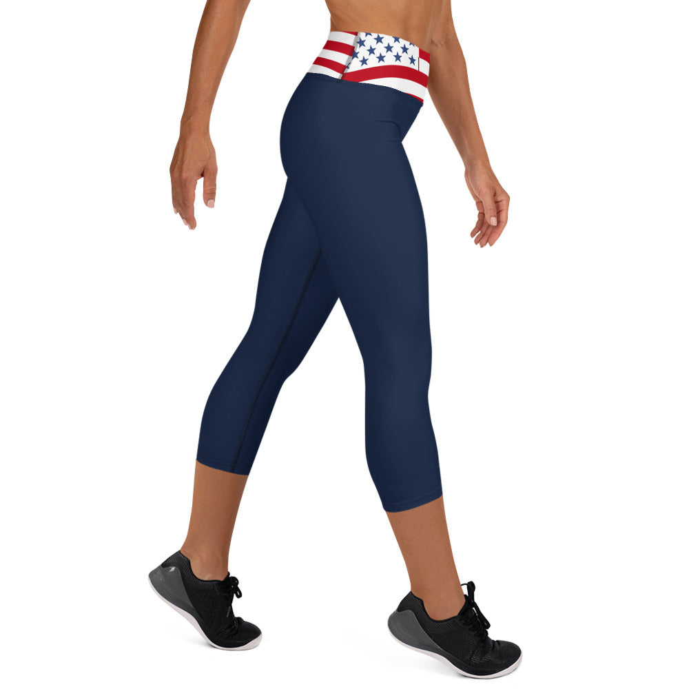 USA Flag (red/blue) - Yoga Capri Leggings