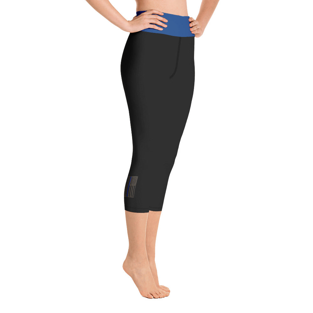 USA Flag (thin blue line) - Yoga Capri Leggings