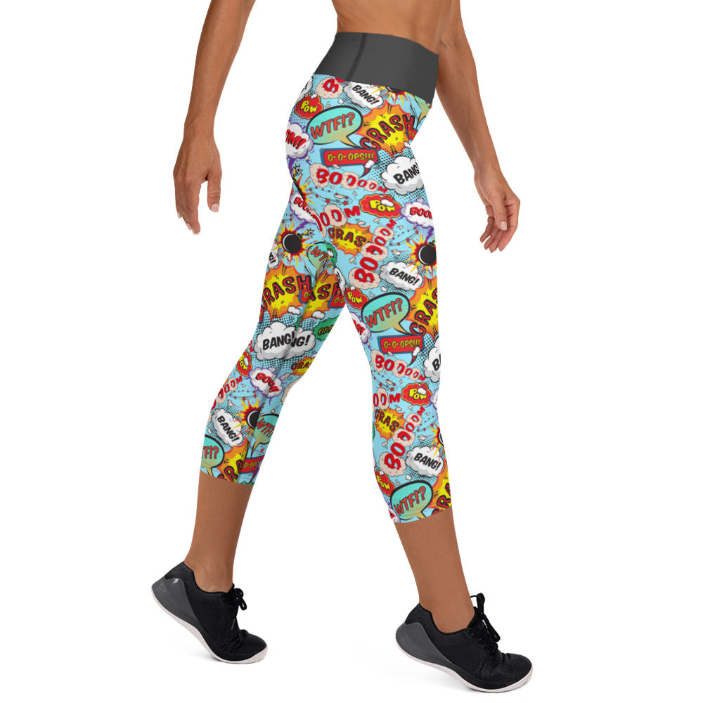 Cartoon KABOOOOM! Yoga Capri Leggings