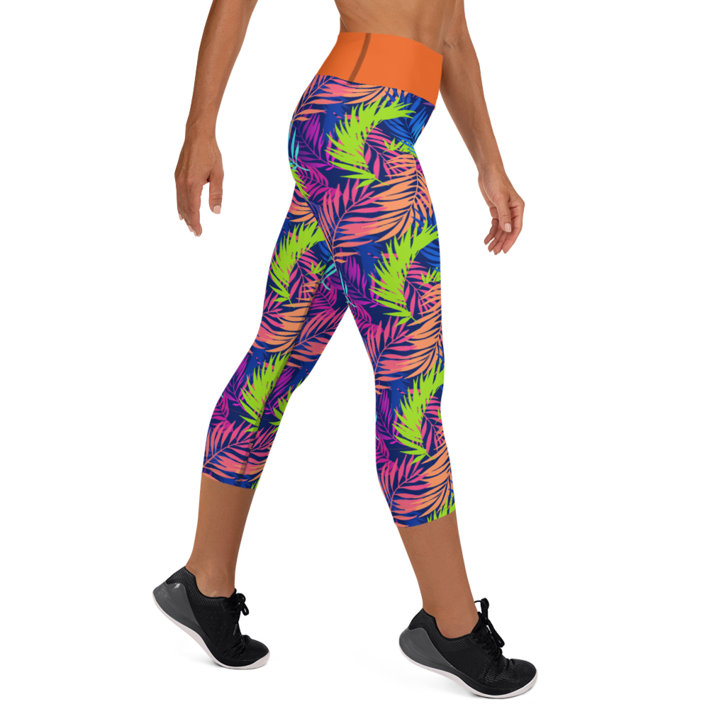 Bright Colored Leaves Capri Leggings