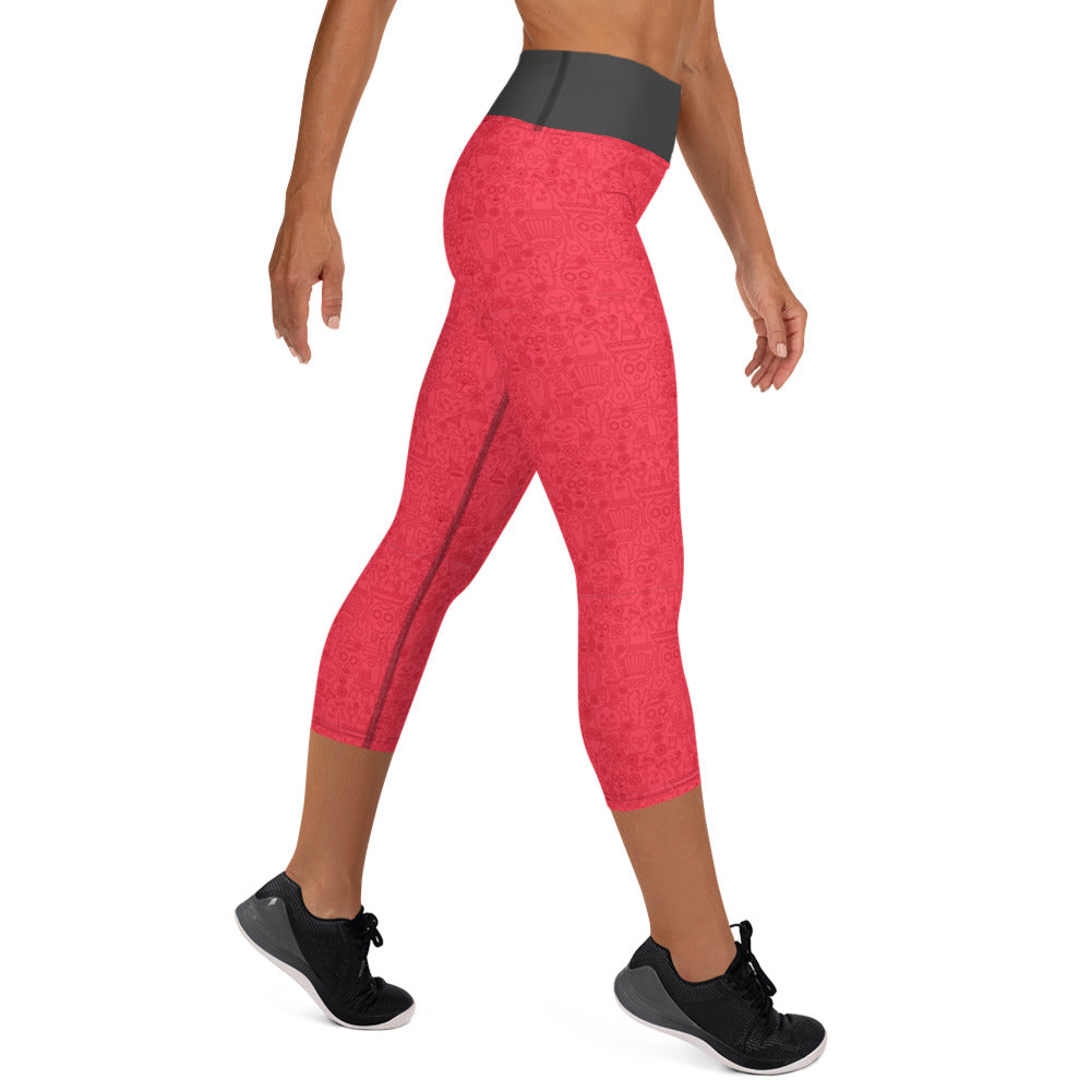 Dia de Los Muertos in Red Capri Leggings