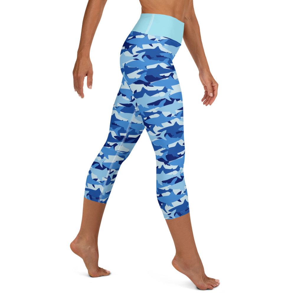 Blue Shark Collage Capri Leggings