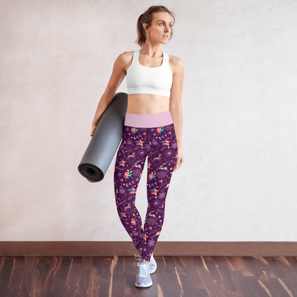 Purple Reindeer Yoga Leggings