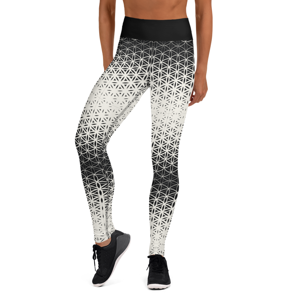 BW geometric gradient Yoga Leggings