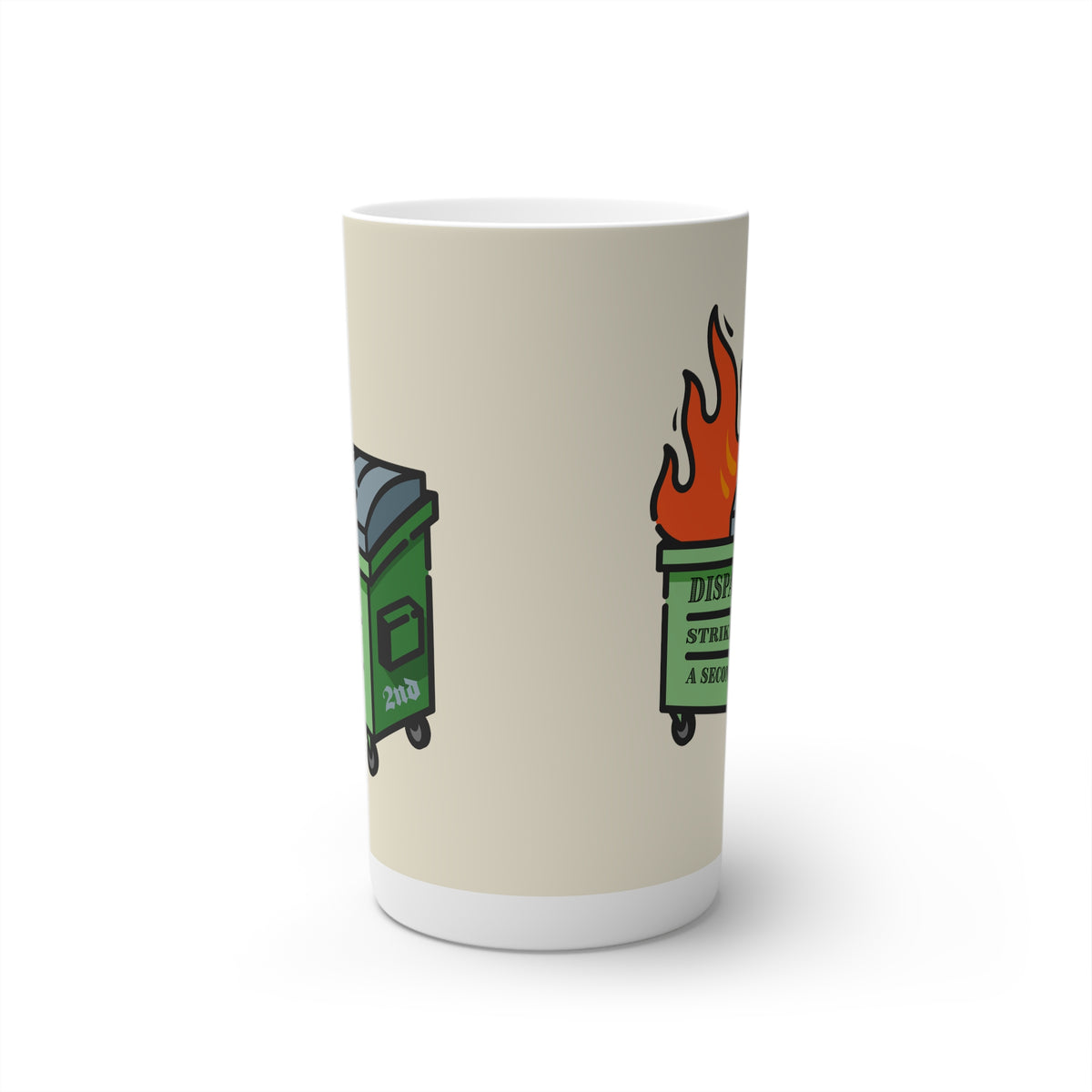 Strike me a Second (dumpster fire) - Conical Coffee Mugs