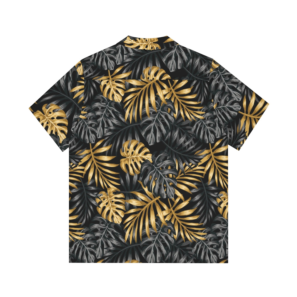 Black and Gold Leaf Men's Hawaiian Shirt