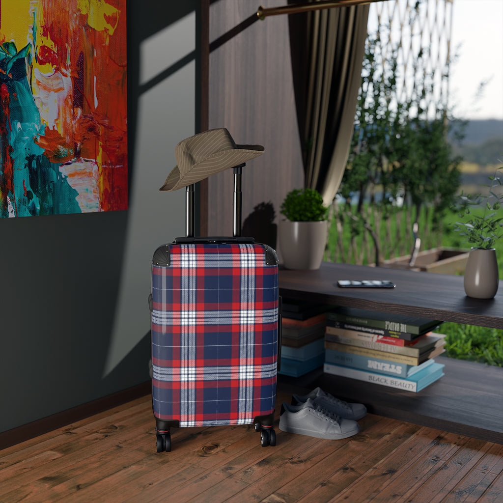 Red, White and Blue plaid Carry-on