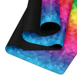 Geometric rainbow premium non-slip yoga mat for home and studio practice