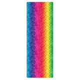 Full view of geometric rainbow yoga mat with anti-slip rubber base