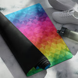 Anti-slip rubber bottom of geometric rainbow premium yoga mat