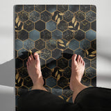 Non-slip golden honeycomb yoga mat for Pilates and fitness training