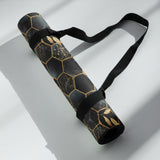 Lightweight golden honeycomb yoga mat rolled for portability