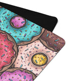 Close-up of microsuede surface on premium yoga mat with anti-slip rubber base
