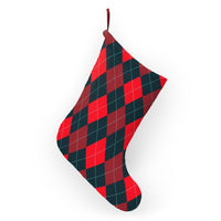 Red and Gray Argyle Christmas Stockings