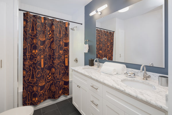 Halloween Line-art Shower Curtains