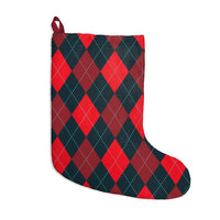 Red and Gray Argyle Christmas Stockings