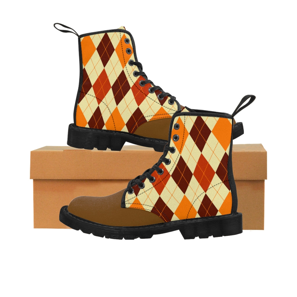 Autumn Argyle Women's Canvas Boots