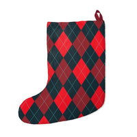 Red and Gray Argyle Christmas Stockings