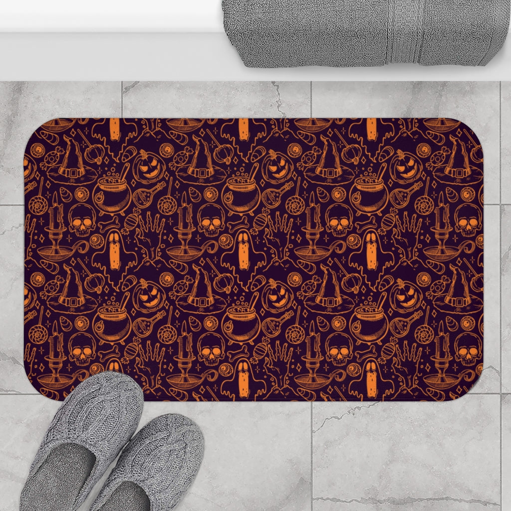 Halloween Line art Bath Mat